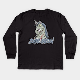 Zombie Unicorn Halloween Kids Long Sleeve T-Shirt